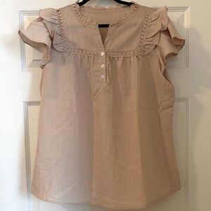 Women's Ruffled Beige Top